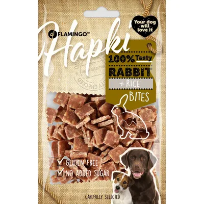 Flamingo - Friandises Hapki Morceaux Lapin & Riz 85 g pour chien