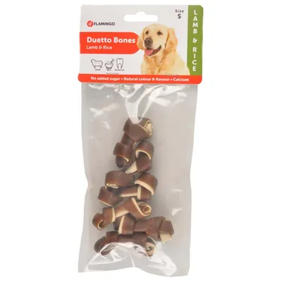 Flamingo - Friandise agneau et riz 90 g DUETTO Bones pour chien Flamingo - Friandise agneau et riz 90 g DUETTO Bones pour chien