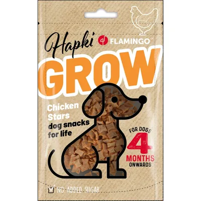 Flamingo - Friandises Hapki Grow Petites étoiles avec poulet 85 g pour chio Flamingo - Friandises Hapki Grow Petites étoiles avec poulet 85 g pour chio