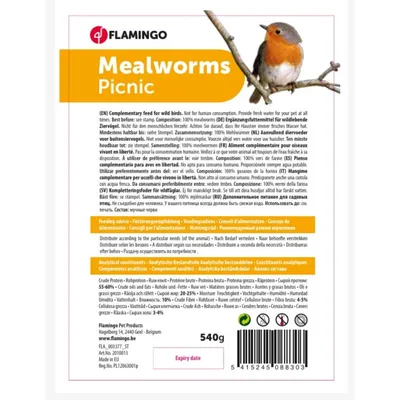 Flamingo - Vers de farine séchés PickNick seau de 540 g pour oiseaux