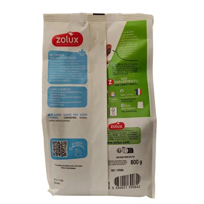 zolux - Graines Alimentation oiseaux exotique nutrimeal, 800g.