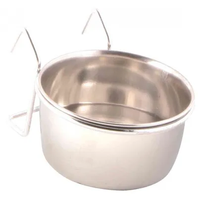 Mangeoire acier inoxydable avec support 300 ml ø 9 cm, oiseaux.