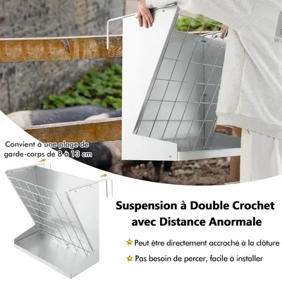 GIANTEX Mangeoire à Foin Murale en Métal Galvanisé, Distributeur de Foin