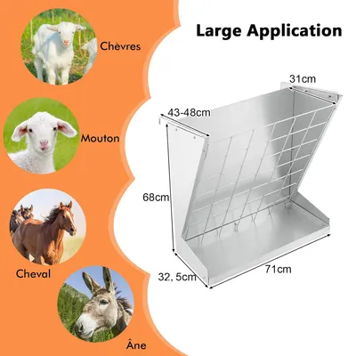 GIANTEX Mangeoire à Foin Murale en Métal Galvanisé, Distributeur de Foin
