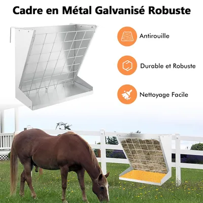 GIANTEX Mangeoire à Foin Murale en Métal Galvanisé, Distributeur de Foin