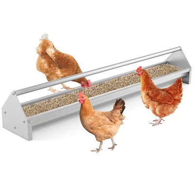 GIANTEX Mangeoire à Poulet en Métal Galvanisé, avec Barre Transversale GIANTEX Mangeoire à Poulet en Métal Galvanisé, avec Barre Transversale