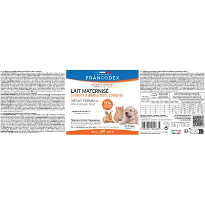 Lait maternisé complet 200 g pour chiot, chaton, lapereau