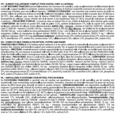 Lait maternisé complet 200 g pour chiot, chaton, lapereau