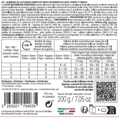 Lait maternisé complet 200 g pour chiot, chaton, lapereau