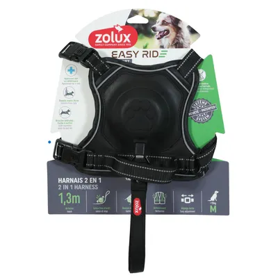 Harnais et laisse enrouleur intégré M  pour chien max 33 kg