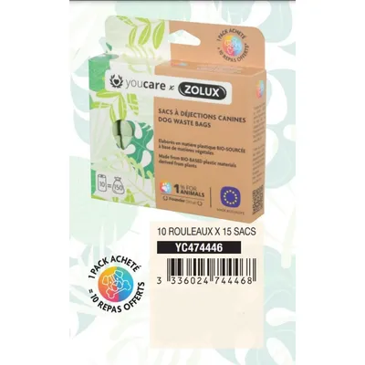Sac ramasse crottes, 10 rouleaux de 15 sacs pour chien.