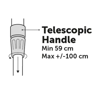 Kit de nettoyage Ricky, pelle et râteau, manche télescopique max 1 m