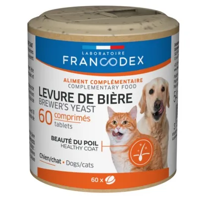 Francodex - Levure de Bière Pour chiens et chats, boite de 60 comprimés Francodex - Levure de Bière Pour chiens et chats, boite de 60 comprimés
