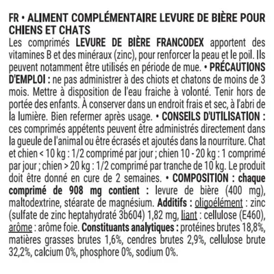 Levure de Bière Pour chiens et chats, boite de 60 comprimés
