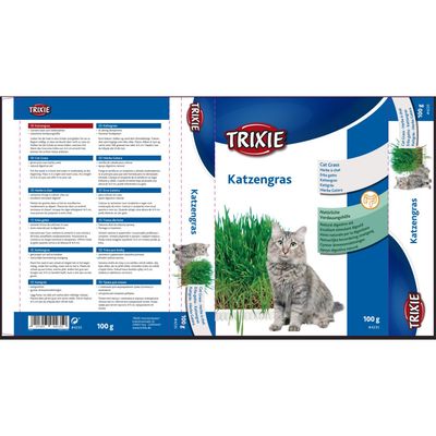 Un lot de deux sachets d'herbe à chat, orges 100gx2