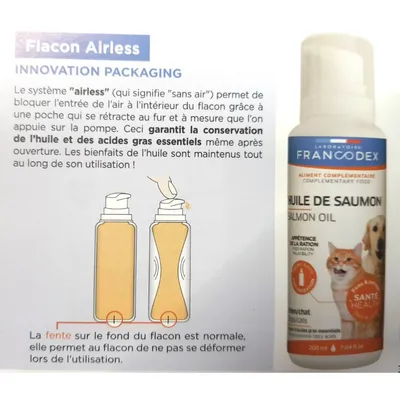 Huile de Saumon Pour chiens et chats, flacon de 200 ml