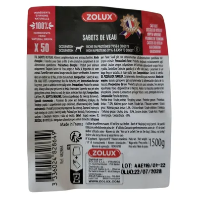 Zolux - Friandises pour chien - Sabots de veau Zolux - Friandises pour chien - Sabots de veau