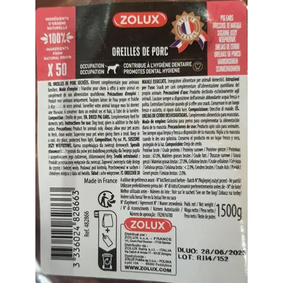 zolux - Friandises Oreilles de porc sachet de 50 pieces pour chien