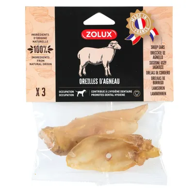 zolux - Friandises 3 oreilles d'agneau pour chien