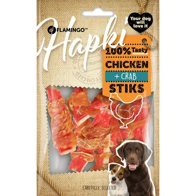 Flamingo - Friandises Hapki Bâton avec poulet et Crabe 85 g  pour chien Flamingo - Friandises Hapki Bâton avec poulet et Crabe 85 g  pour chien