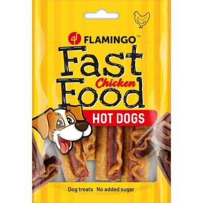 Flamingo - Friandises Fast Food Hot-dog avec poulet 112 g pour chien Flamingo - Friandises Fast Food Hot-dog avec poulet 112 g pour chien