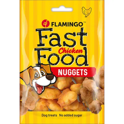 Flamingo - Friandises Fast Food Nuggets avec poulet 100 g pour chien Flamingo - Friandises Fast Food Nuggets avec poulet 100 g pour chien