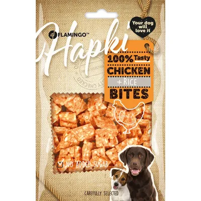 Flamingo - Friandises hapki morceaux poulet et riz 85 g pour chien Flamingo - Friandises hapki morceaux poulet et riz 85 g pour chien