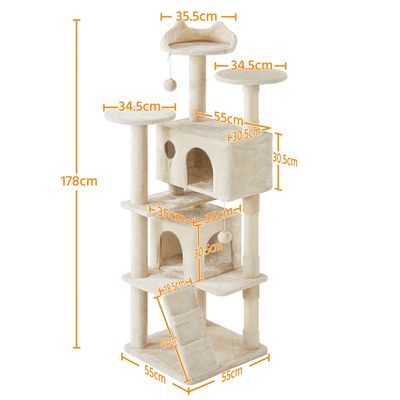 Arbre à Chat Multiniveau Avec Poteaux En Sisal Cachettes Perchoirs Griffoir