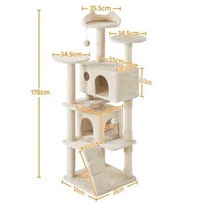 Arbre à Chat Multiniveau Avec Poteaux En Sisal Cachettes Perchoirs Griffoir