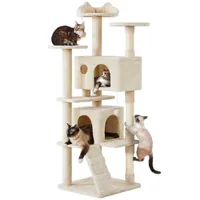 Arbre à Chat Multiniveau Avec Poteaux En Sisal Cachettes Perchoirs Griffoir