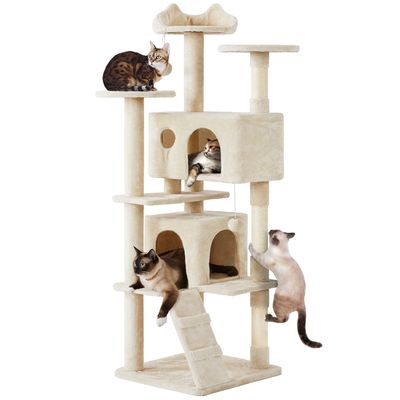 Kratzbaum 178 cm H, stabiler Katzenkratzbaum Katzenbaum Katzenmöbel Beige