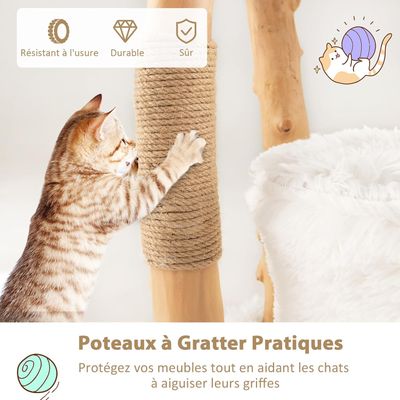 Giantex Arbre à Chat en Bois Massif 124CM 5 Niveaux,Perchoir,Condo,Griffoir