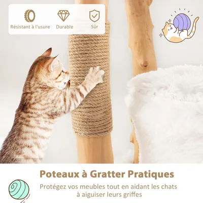 Giantex Arbre à Chat en Bois Massif 124CM 5 Niveaux,Perchoir,Condo,Griffoir