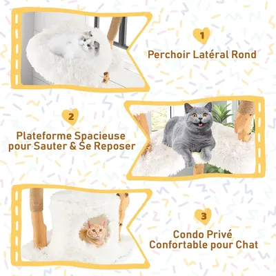 Giantex Arbre à Chat en Bois Massif 124CM 5 Niveaux,Perchoir,Condo,Griffoir