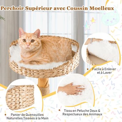 Giantex Arbre à Chat en Bois Massif 124CM 5 Niveaux,Perchoir,Condo,Griffoir
