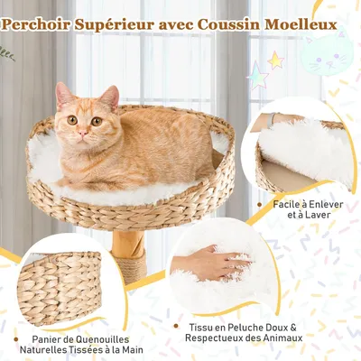 Giantex Arbre à Chat en Bois Massif 124CM 5 Niveaux,Perchoir,Condo,Griffoir