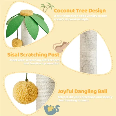 Yaheetech Petit Arbre à Chat Design Cocotier Griffoir