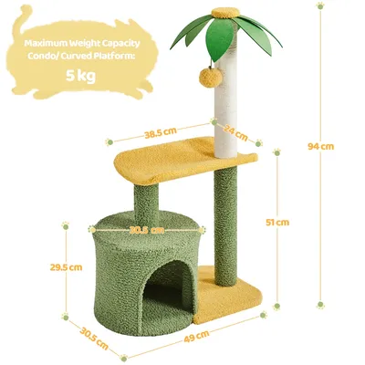 Yaheetech Petit Arbre à Chat Design Cocotier Griffoir