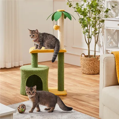 Yaheetech Petit Arbre à Chat Design Cocotier Griffoir