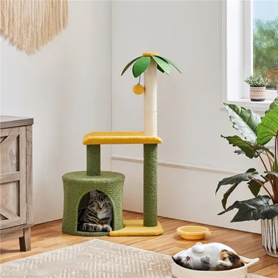 Yaheetech Petit Arbre à Chat Design Cocotier Griffoir