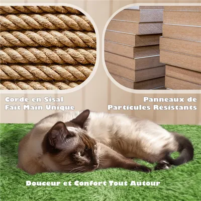 Yaheetech Arbre a Chat Sisal Arbre à Grimper 139 cm Plusieurs couleurs