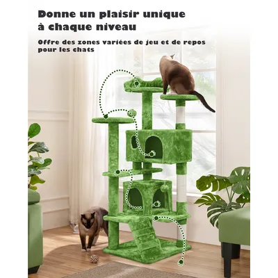 Yaheetech Arbre a Chat Sisal Arbre à Grimper 139 cm Plusieurs couleurs