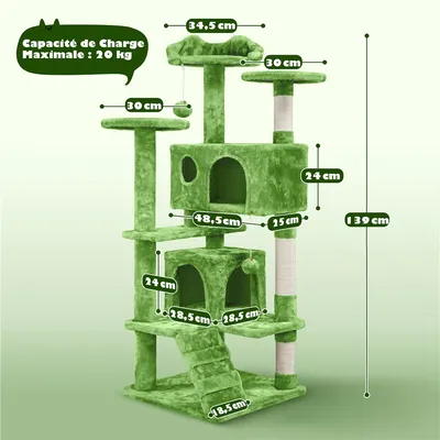 Yaheetech Arbre a Chat Sisal Arbre à Grimper 139 cm Plusieurs couleurs