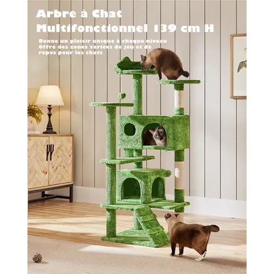 Yaheetech Arbre a Chat Sisal Arbre à Grimper 139 cm Plusieurs couleurs