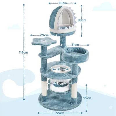 Petit Arbre à Chat Avec Niche Effet Requin, Hamac, Perchoir Et Poteau