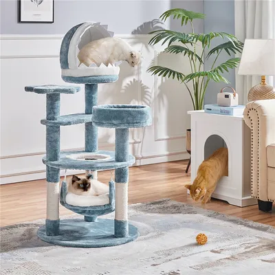 Petit Arbre à Chat Avec Niche Effet Requin, Hamac, Perchoir Et Poteau