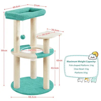 Yaheetech Arbre à Chat Griffoirs Océan Perchoir Poisson Panier