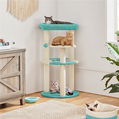 Yaheetech Arbre à Chat Griffoirs Océan Perchoir Poisson Panier