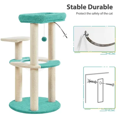 Yaheetech Arbre à Chat Griffoirs Océan Perchoir Poisson Panier