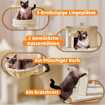 Kratzbaum XXL 174 cm deckenhoch Katzenkratzbaum stabiler Katzenbaum
